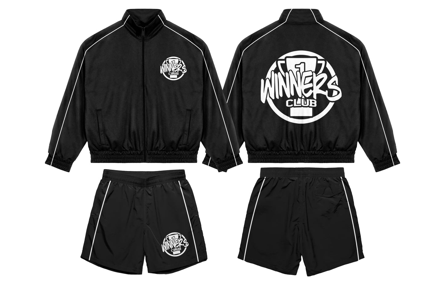 Black track short set